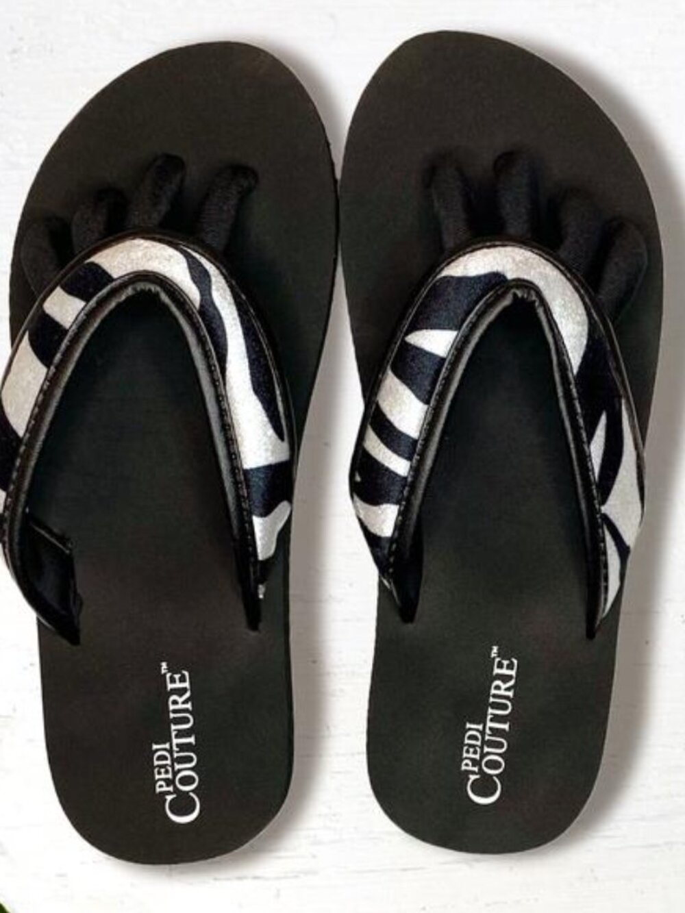 NEW Pedi Couture Toe Separator Sandals Pedicure/Yoga sandal ZEBRA SZ XL 10-11